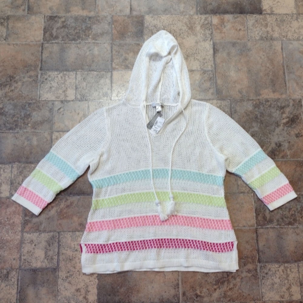CJ Banks striped open knit pullover size 1X BNWT